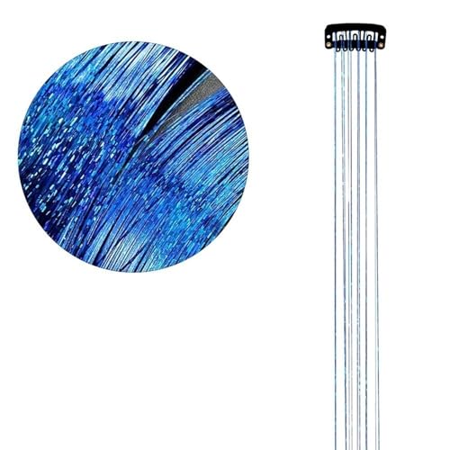 Shiny Threads Glitzer-Lametta-Set, 50 x 3,5 cm, Glitzer-String-Extensions for Damen-Kopfschmuck, DIY-Lametta-Accessoires (blau)(Sea Blue) von POTUBI