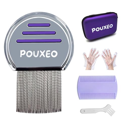 Läusekamm | Anti-Läuse und Nissen Set | Alle Haartypen | Ideal für Kinder | 5 Artikel | Professioneller Läusekamm Edelstahl | Feiner Entwirrungskamm | Handschuhe | Reinigungsbürste | Hülle Läusekamm | Anti-Läuse und Nissen Set | Alle Haartypen | Ideal für Kinder | 5 Artikel | Professioneller Läusekamm Edelstahl | Feiner Entwirrungskamm | Handschuhe | Reinigungsbürste | Hülle von POUXEO