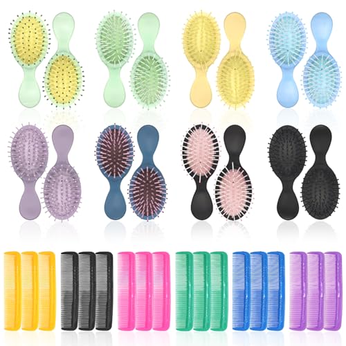 Mini-Haarbürste mit 18 Haarkämmen, Reise-Haarbürste, Brautjungfer-Geschenke, Mini-Bürste, Großpackung, kleine Taschenhaarbürste für Mädchen, Frauen, Jungen, Männer, für die meisten Haartypen, 18 Stück von POUYRBA