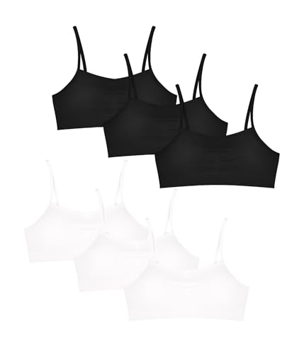 Nahtloser Mädchen-Trainings-BH mit Abnehmbare Polster Mehrfarbiger Mädchen-Sport-BH mit Trägern für 8–14 Jahre (3007-Combo2, 8-10 Years) von POWER FLOWER