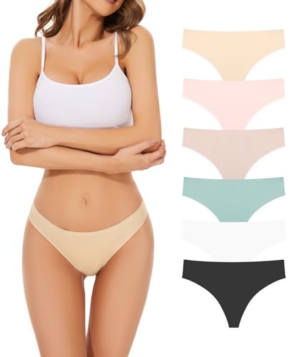 POWER FLOWER Damen Nahtlose Tanga Unterwäsche – Unsichtbare Strings, Atmungsaktive und Bequeme Tangas Multipack (32045, L-XL) von POWER FLOWER