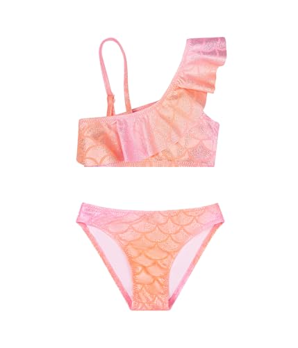 POWER FLOWER Mädchen Badeanzug Zwei-Teile Bikini Sets Tankini Sets Schwimmanzug für Mädchen 4-12 Jahre (4-6Years, LA608-1-Peach) von POWER FLOWER