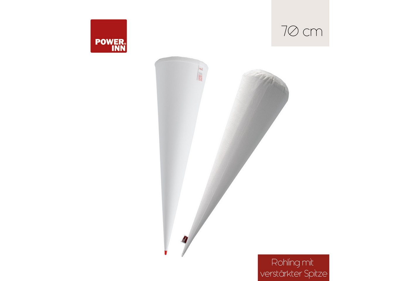 POWER INN Schultüte POWER INN® Schultütenkissen ca. 70 cm + Roth Papprohling 70 cm von POWER INN