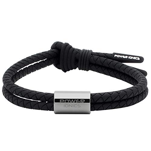 Power Ionics Balance-Armbänder für Herren, Schutzarmband, schwarze Silikonarmbänder, GunGrey Ring, 26 cm, geeignet für Handgelenke von 12–23 cm von Power Ionics