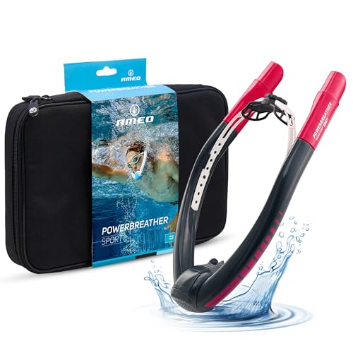 AMEO POWERBREATHER Sport - Atem Trainingsgerät fürs Schwimmbecken mit 100% Frischluft für Erwachsene und Kinder - Schnorchelset mit intelligentem Ventilsystem und 100% trockener Atemluft von POWERBREATHER