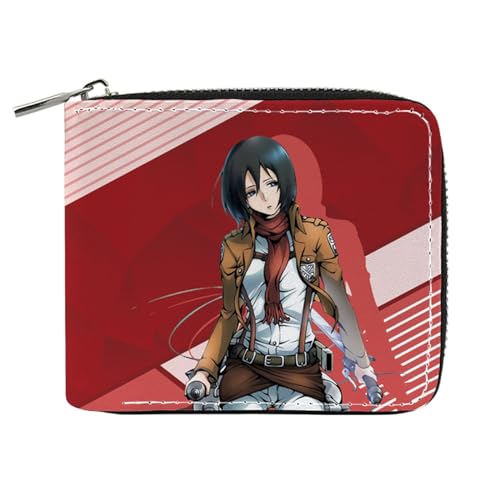 POWERFY Attack On Ti-tan Anime Wallet, Geldbörse Damen Leder mit Reißverschluss, Reisegeldbeutel für Kinder Geld Geldscheinfach und Münzfach(Color:Multicolor 3) von POWERFY