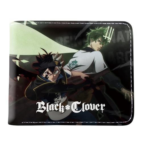 POWERFY Black Clov-er Portemonnaie Anime, Jugend Karikatur Portemonnaie Klein, PU-Leder Münzbörse mit Sichtfenster, für Damen Herren Mädchen Jungen(Color:Multicolor 21) von POWERFY