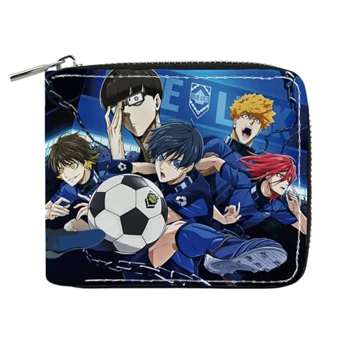 POWERFY Blue Lo-ck Anime -Geldbörsen, Praktische Reißverschluss Card Holder Wallet, Reisegeldbeutel für Kinder Geld Geldscheinfach und Münzfach(Color:Multicolor 14) von POWERFY