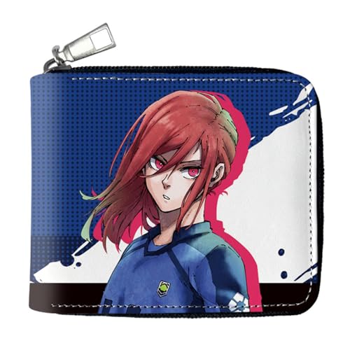 POWERFY Blue Lo-ck Anime -Geldbörsen, Praktische Reißverschluss Card Holder Wallet, Reisegeldbeutel für Kinder Geld Geldscheinfach und Münzfach(Color:Multicolor 4) von POWERFY