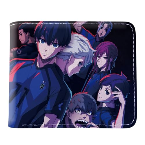 POWERFY Blue Lo-ck Geldbörse Anime, Cartoon-Druck Geldbörse Klein, Kunstleder Kreditkartenetui Scheckkartenetui, für die Schule Familie Jungen Mädchen Anime Fans(Color:Multicolor 9) von POWERFY