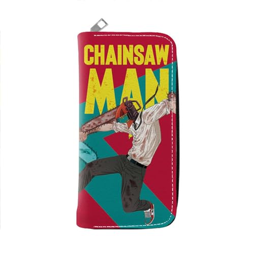 POWERFY Chains-aw Man Anime Wallet, Geldbörse Damen Leder mit Reißverschluss, Schlüsselanhänger Geldtasche (Color:Multicolor 18) von POWERFY