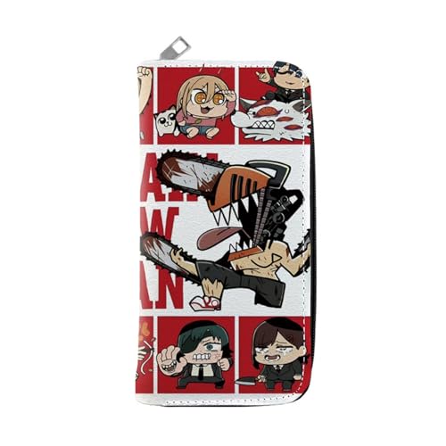 POWERFY Chains-aw Man Anime Wallet, Geldbörse Damen Leder mit Reißverschluss, Schlüsselanhänger Geldtasche (Color:Multicolor 4) von POWERFY