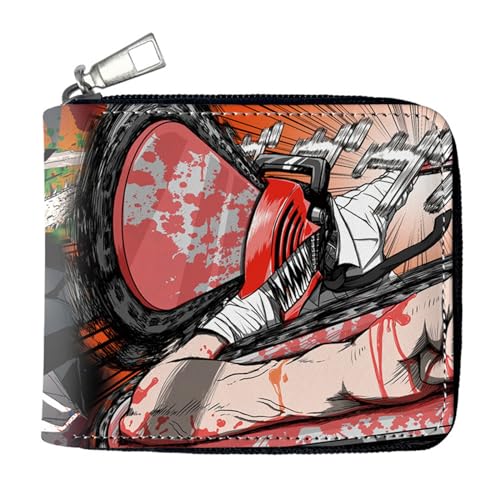 POWERFY Chains-aw Man Anime Wallets, Cartoon-Münztasche PU-Leder Geldbörse, Mädchen Geldtasche mit Münzfach und Geldscheinfach(Color:Multicolor 12) von POWERFY