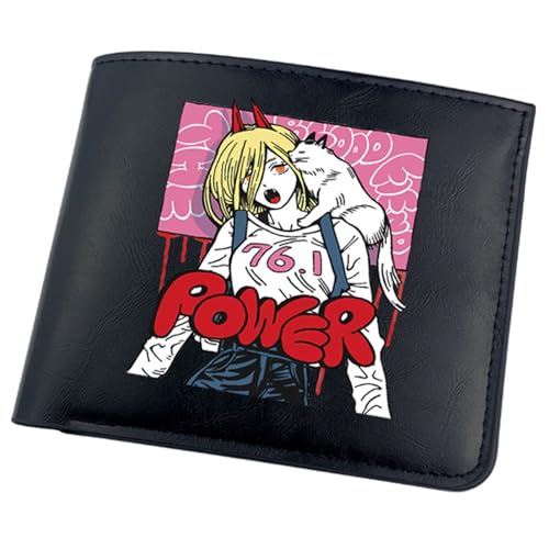 POWERFY Chains-aw Man Geldbörse Anime, Cartoon-Münztasche Kleine Geldbörse, Kunstleder Kreditkartenetui Scheckkartenetui, für Damen Herren Mädchen Jungen(Color:Black 17) von POWERFY