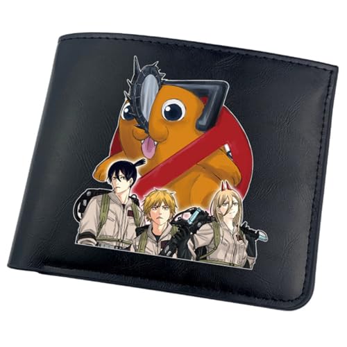 POWERFY Chains-aw Man Geldbörse Anime, Cartoon-Münztasche Kleine Geldbörse, Kunstleder Kreditkartenetui Scheckkartenetui, für Damen Herren Mädchen Jungen(Color:Black 3) von POWERFY