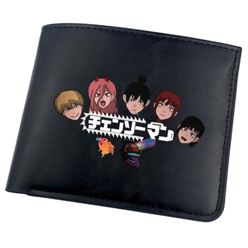 POWERFY Chains-aw Man Geldbörse Anime, Cartoon-Münztasche Kleine Geldbörse, Kunstleder Kreditkartenetui Scheckkartenetui, für Damen Herren Mädchen Jungen(Color:Black 4) von POWERFY