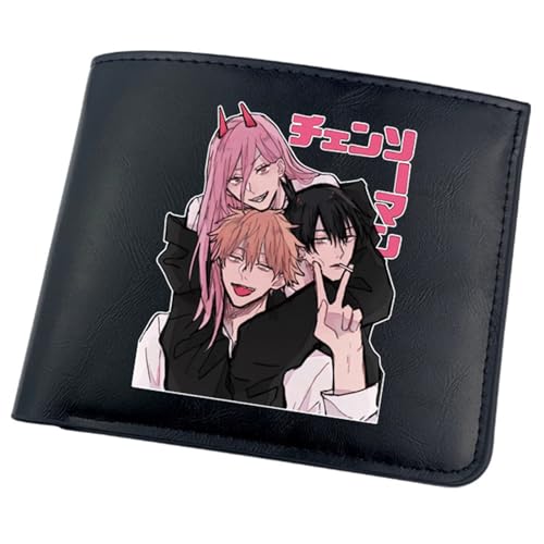 POWERFY Chains-aw Man Geldbörse Anime, Cartoon-Münztasche Kleine Geldbörse, Kunstleder Kreditkartenetui Scheckkartenetui, für Damen Herren Mädchen Jungen(Color:Black 9) von POWERFY