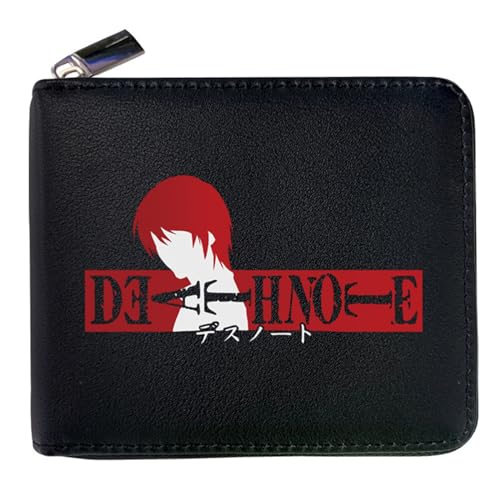 POWERFY Death No. te Portemonnaie Jungen Teenager, Cartoon-Münztasche PU-Leder Geldbörse, Reisegeldbeutel für Kinder Geld Geldscheinfach und Münzfach(Color:Black 3) von POWERFY