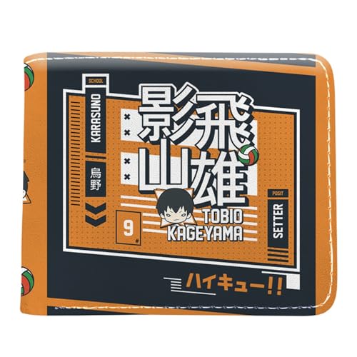 POWERFY Haiky-uu!! Geldbörse Anime Mittelgroß, Zweifach Gefalteter Geldbörse Klein, PU-Leder Kreditkartenetui Wallet Brieftasche, für Kinder Fans(Color:Multicolor 7) von POWERFY