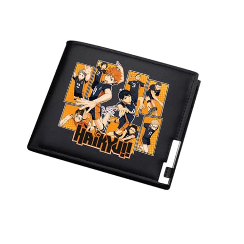 POWERFY Haiky-uu!! Wallet Anime, Karikatur Portmonee Klein Kompakt, PU Leder Münzbörse Wallet mit Sichtfenster, für Anime-Fan-Geschenke Jungen und Mädchen(Color:Black 6) von POWERFY