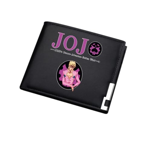 POWERFY Jo-Jo's Bizar-re Adventu-re Geldbeutel Kinder, Schmale Bi-Fold Geldbeutel Klein Damen, Kunstleder Geldbörse Münzbörse Wallet, für Jugend(Color:Black 1) von POWERFY