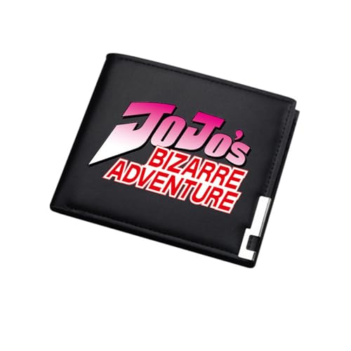 POWERFY Jo-Jo's Bizar-re Adventu-re Geldbeutel Kinder, Schmale Bi-Fold Geldbeutel Klein Damen, Kunstleder Geldbörse Münzbörse Wallet, für Jugend(Color:Black 12) von POWERFY