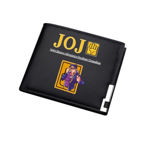 POWERFY Jo-Jo's Bizar-re Adventu-re Geldbeutel Kinder, Schmale Bi-Fold Geldbeutel Klein Damen, Kunstleder Geldbörse Münzbörse Wallet, für Jugend(Color:Black 3) von POWERFY