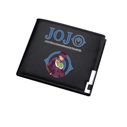 POWERFY Jo-Jo's Bizar-re Adventu-re Geldbeutel Kinder, Schmale Bi-Fold Geldbeutel Klein Damen, Kunstleder Geldbörse Münzbörse Wallet, für Jugend(Color:Black 4) von POWERFY