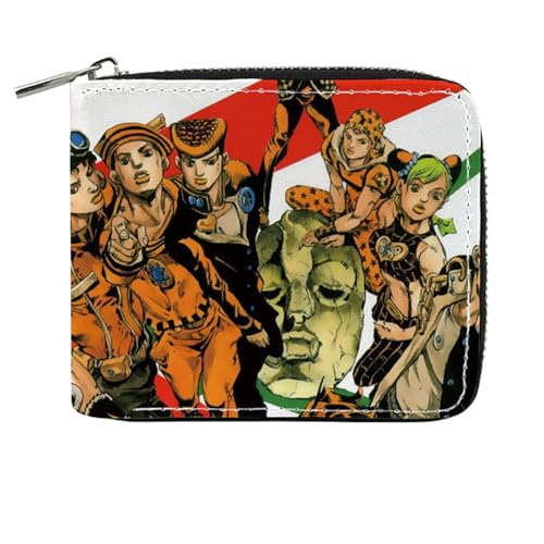 POWERFY Jo-Jo's Bizar-re Adventu-re Geldtasche Anime, Reißverschluss Portemonnaie Leder, Scheckkartenetui für Teenager und Junge Mädchen(Color:Multicolor 7) von POWERFY