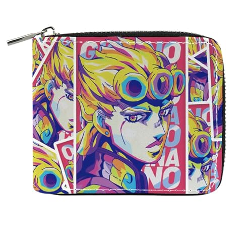 POWERFY Jo-Jo's Bizar-re Adventu-re Geldtasche Anime, Reißverschluss Portemonnaie Leder, Scheckkartenetui für Teenager und Junge Mädchen(Color:Multicolor 8) von POWERFY