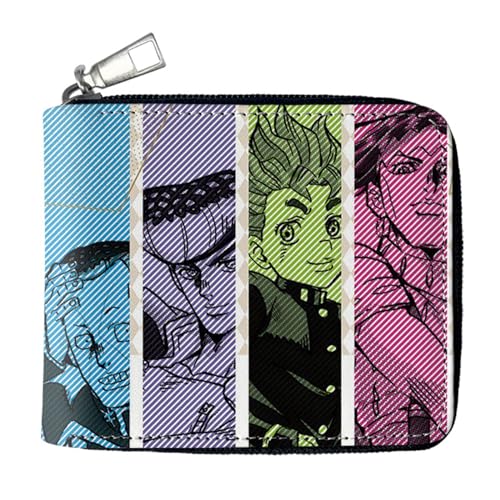 POWERFY Jo-Jo's Bizar-re Adventu-re Portefeuille D'anime, Dessin Animé Portefeuille en Cuir Artificiel, Geldtasche Kinder für Jugend Geldbörsen(Color:Multicolor 5) von POWERFY