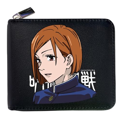 POWERFY Jujut-su Kais-en Anime Wallet, Reißverschluss Portemonnaie Leder, Schlüsselanhänger Geldtasche (Color:Black 13) von POWERFY