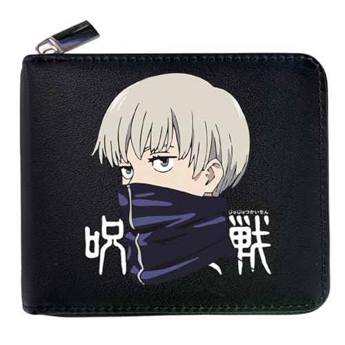 POWERFY Jujut-su Kais-en Anime Wallet, Reißverschluss Portemonnaie Leder, Schlüsselanhänger Geldtasche (Color:Black 8) von POWERFY