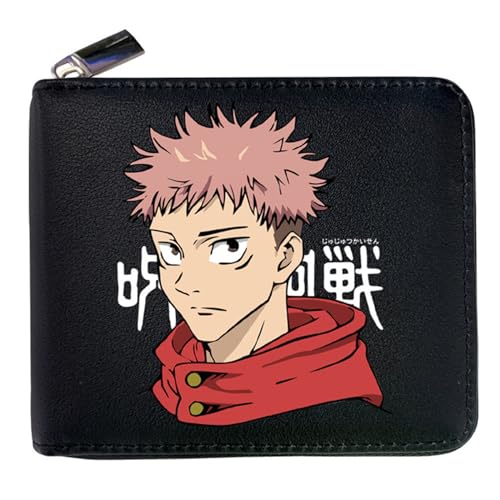 POWERFY Jujut-su Kais-en Anime Wallet, Reißverschluss Portemonnaie Leder, Schlüsselanhänger Geldtasche (Color:Black 9) von POWERFY