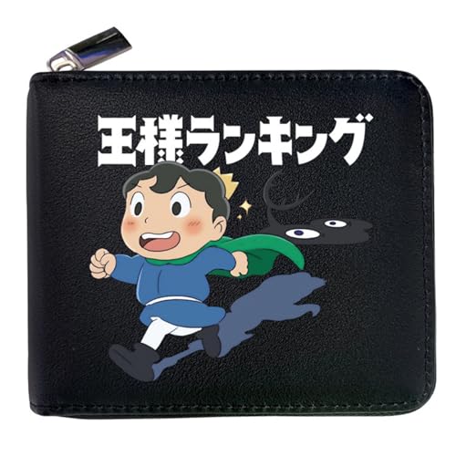 POWERFY Ranki-ng of Kin-gs Anime-Geldbörsen, Praktische Reißverschluss Wallet mit Münzfach, Reisegeldbeutel für Kinder Geld Geldscheinfach und Münzfach(Color:Black 2) von POWERFY