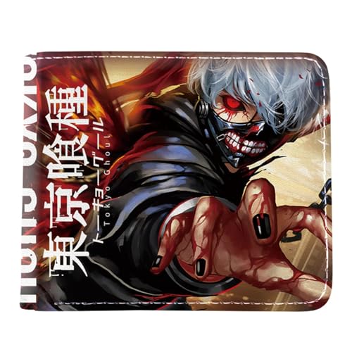 POWERFY Tok-yo Gho-ul Anime Wallets, Cartoon-Druck Geldbörse Klein, Kunstleder Kreditkartenhalter Brieftasche, für Jungen und Mädchen(Color:Multicolor 2) von POWERFY