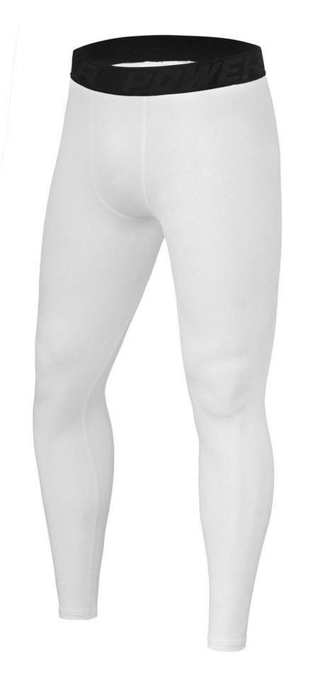 POWERLAYER Funktionsleggings PowerLayer Herren Kompressionshose Lang - Weiss von POWERLAYER