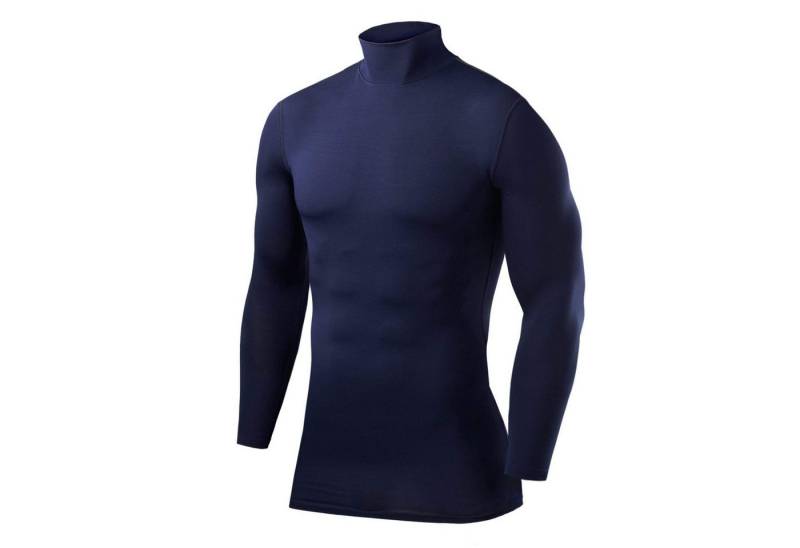 POWERLAYER Funktionsshirt PowerLayer Herren Kompressionsoberteil Langarm Mock Neck - Dunkelblau von POWERLAYER
