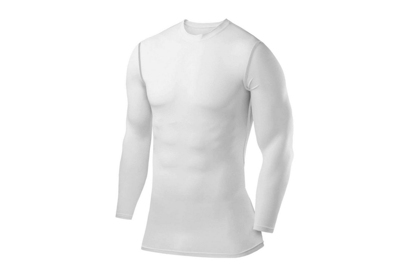 POWERLAYER Langarmshirt PowerLayer Kompressions Shirt Herren Rundhalsausschnitt Weiß L (1-tlg) von POWERLAYER