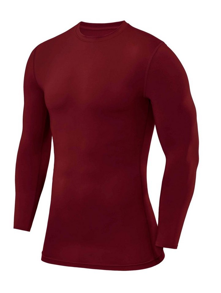 POWERLAYER Langarmshirt PowerLayer Herren Kompressions Shirt Rundhalsausschnitt - Cabernet, M (1-tlg) von POWERLAYER