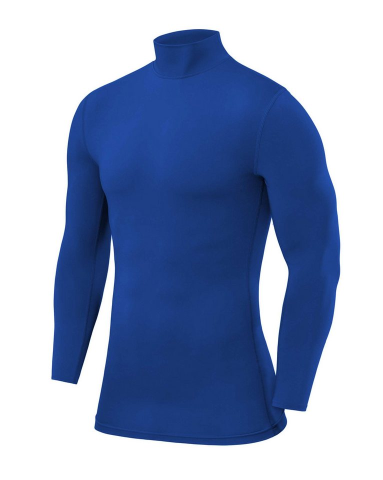 POWERLAYER Langarmshirt PowerLayer Herren Kompressionsoberteil Langarm Mock Neck - Blau (1-tlg) von POWERLAYER