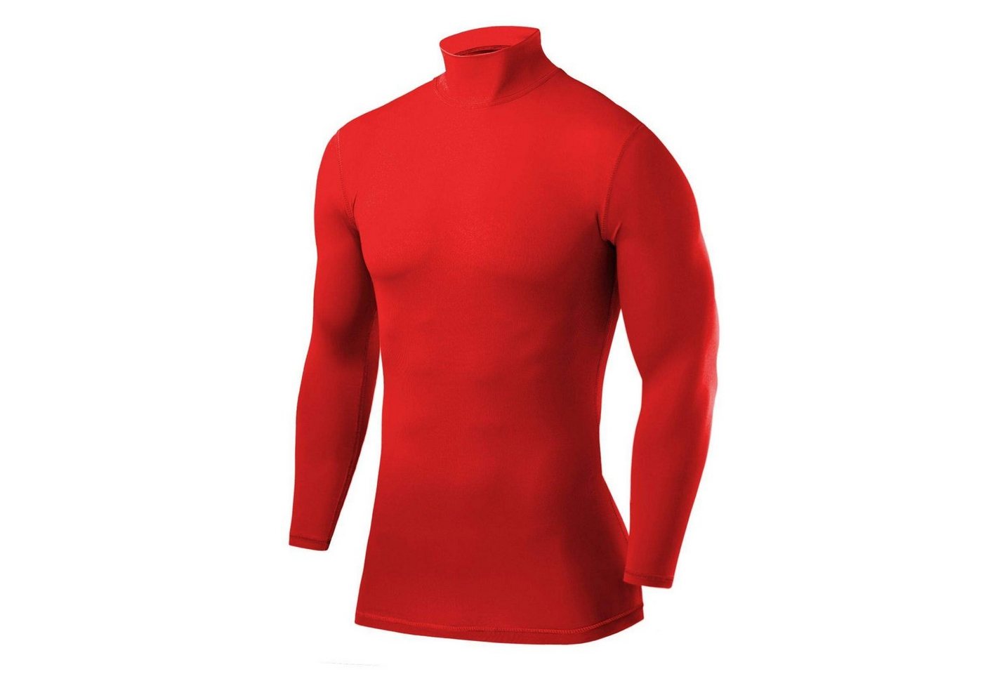 POWERLAYER Langarmshirt PowerLayer Herren Kompressionsoberteil Langarm Mock Neck - Rot (1-tlg) von POWERLAYER