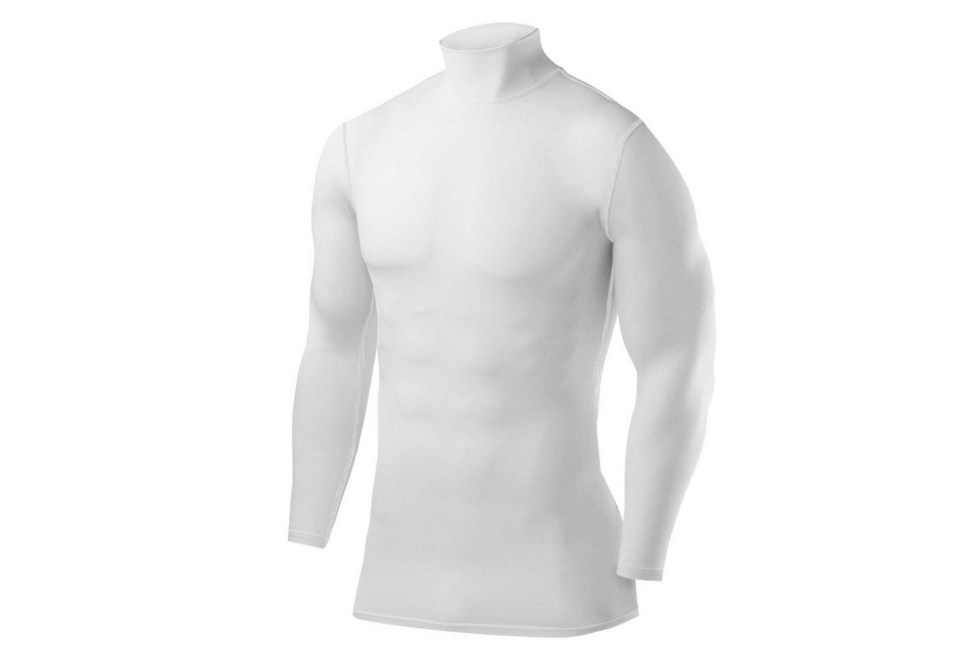 POWERLAYER Langarmshirt PowerLayer Herren Kompressionsoberteil Langarm Mock Neck - Weiß (1-tlg) von POWERLAYER