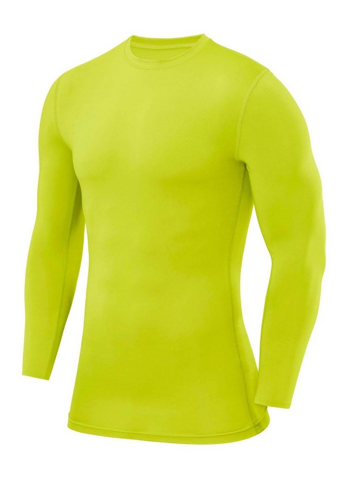 POWERLAYER Langarmshirt PowerLayer Kompressions Shirt Herren Rundhalsausschnitt Grün XS (1-tlg) von POWERLAYER