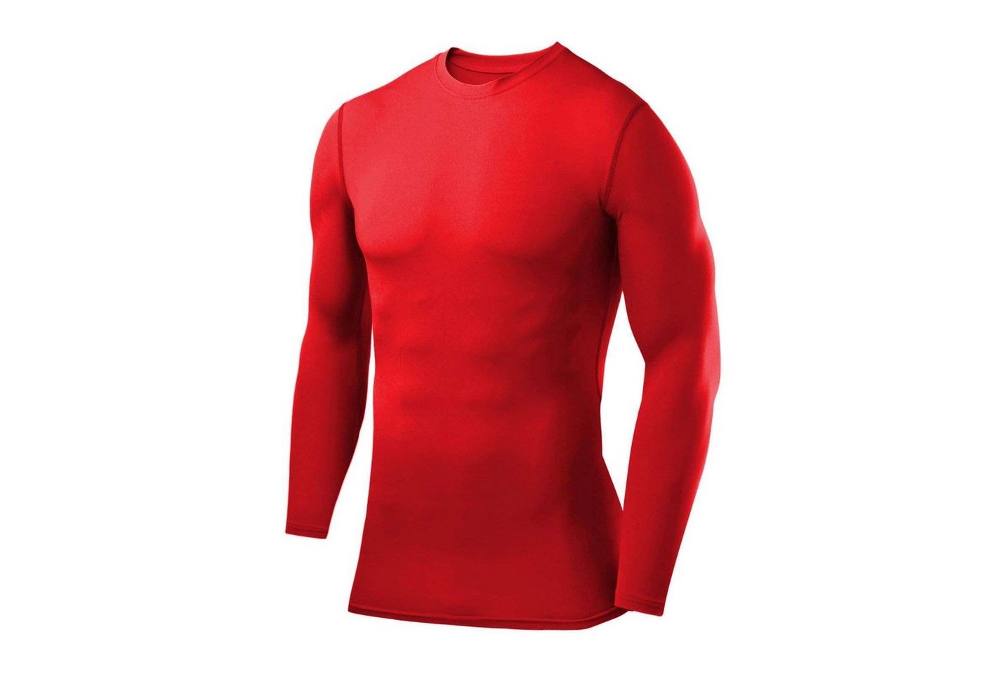 POWERLAYER Langarmshirt PowerLayer Kompressions Shirt Herren Rundhalsausschnitt Rot XL (1-tlg) von POWERLAYER