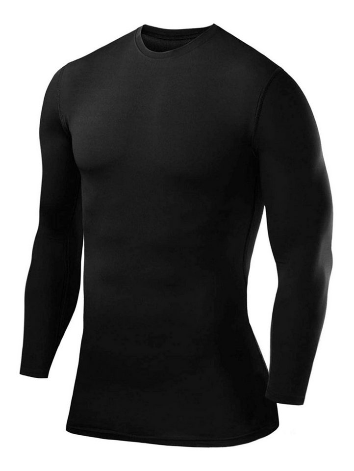 POWERLAYER Langarmshirt PowerLayer Kompressions Shirt Herren Rundhalsausschnitt Schwarz M (1-tlg) von POWERLAYER