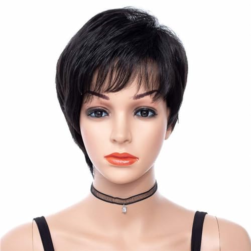 Schwarze Mode Coole Kurze Styling Perücke Damen Perücke Sexy Perücke Perücke Kurze Lockige Lace Front Perücken von POWHA