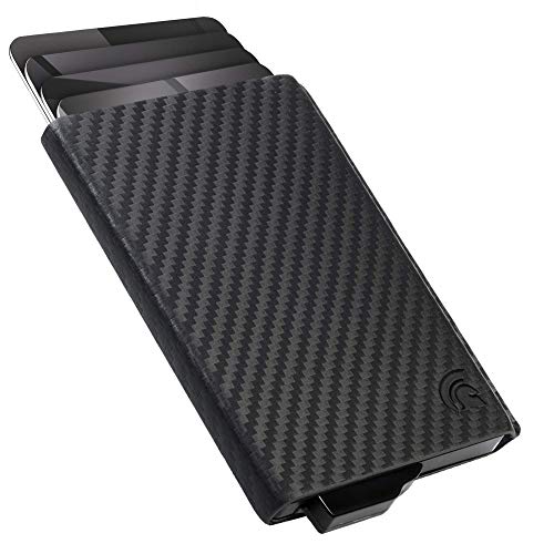 POWR Karbonfaser-Metall-Kartenetui. RFID-Blockierung Carbon Fibre Herren Geldbörse. Karteninhaber Brieftasche, Herren Minimalist Slim Metall RFID-Blockierung kontaktlos Schutz von POWR