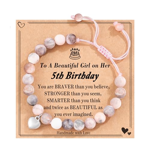 POWWA Geschenk Mädchen 5 Jahre, Geschenk 5 Jahre Mädchen Geburtstag Armband Mädchen für 5 Jährige Mädchen Personalisiert 5 Year Old Girl Birthday Gift Ideas von POWWA