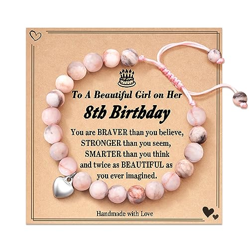 POWWA Geschenk Mädchen 8 Jahre Alt, Geschenk 8 Jahre Mädchen Geburtstag Armband Mädchen für 8 Jährige Mädchen Personalisiert 8 Year Old Girl Birthday Gift von POWWA